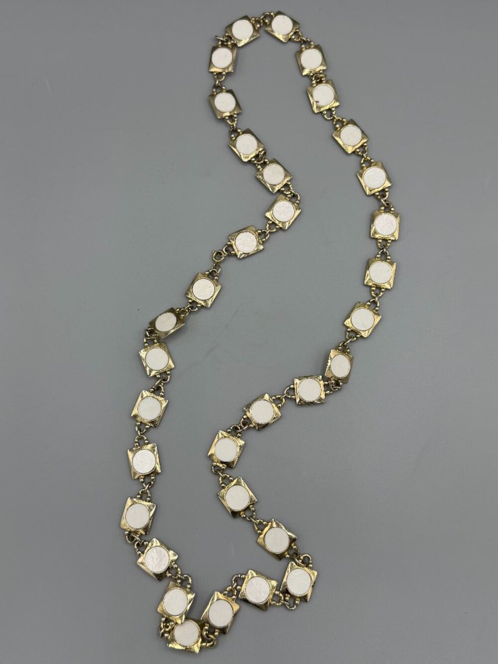 Chain Belt or Necklace - Square with White Circle Pattern